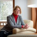 Janet Miller Haines sits in the Jack Byrne Center for Palliative & Hospice Care.