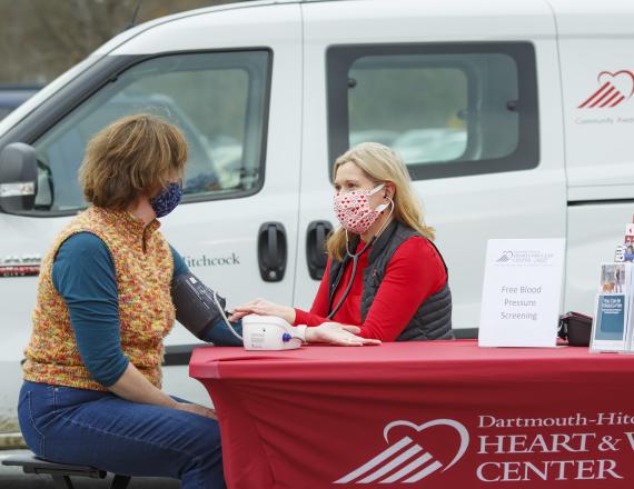 HVC CARES nurses like Leane Matchem, BSN, RN, travel to farmers’ markets, athletic games, health fairs, and other public events offering free heart health screenings to the community.