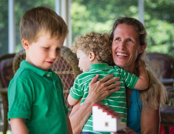 Amy Gubbins with sons (left to right) Noah and Zachary.