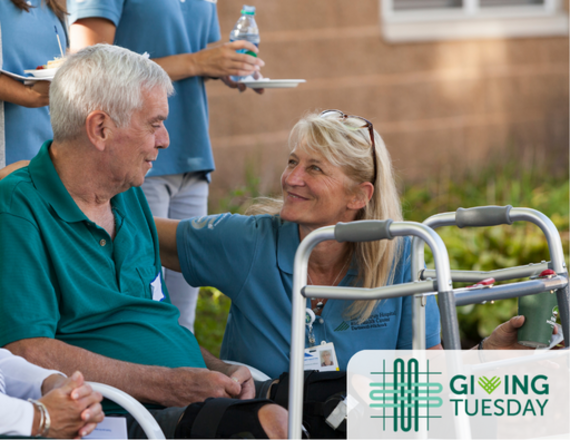 Care provider speaking to patient outside