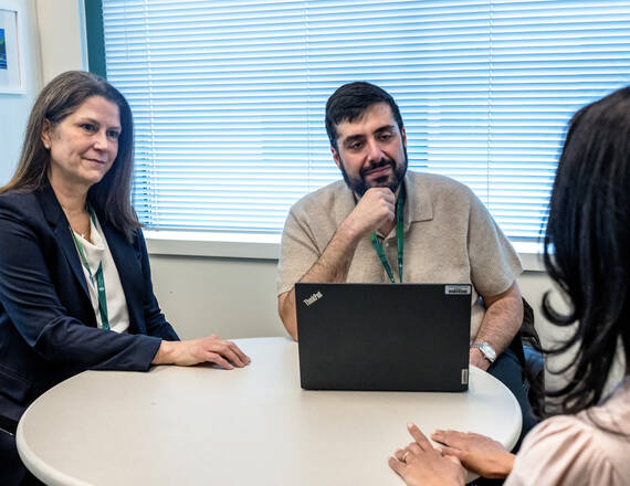 Juliette Madan, MD, MS, (left) associate professor of psychiatry, of pediatrics, and of epidemiology at Geisel School of Medicine, and Mohamed Jasser, DO, (center) a pediatric psychiatrist at Dartmouth Health Children's.