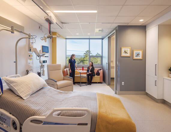 Patients in a high-tech room at the Patient Pavilion.