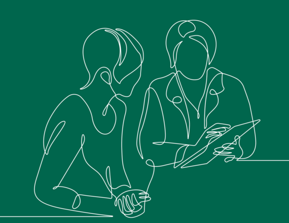 illustration of two people over green background