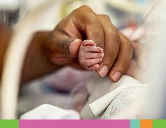 Close-up of a parent holing a baby's hand